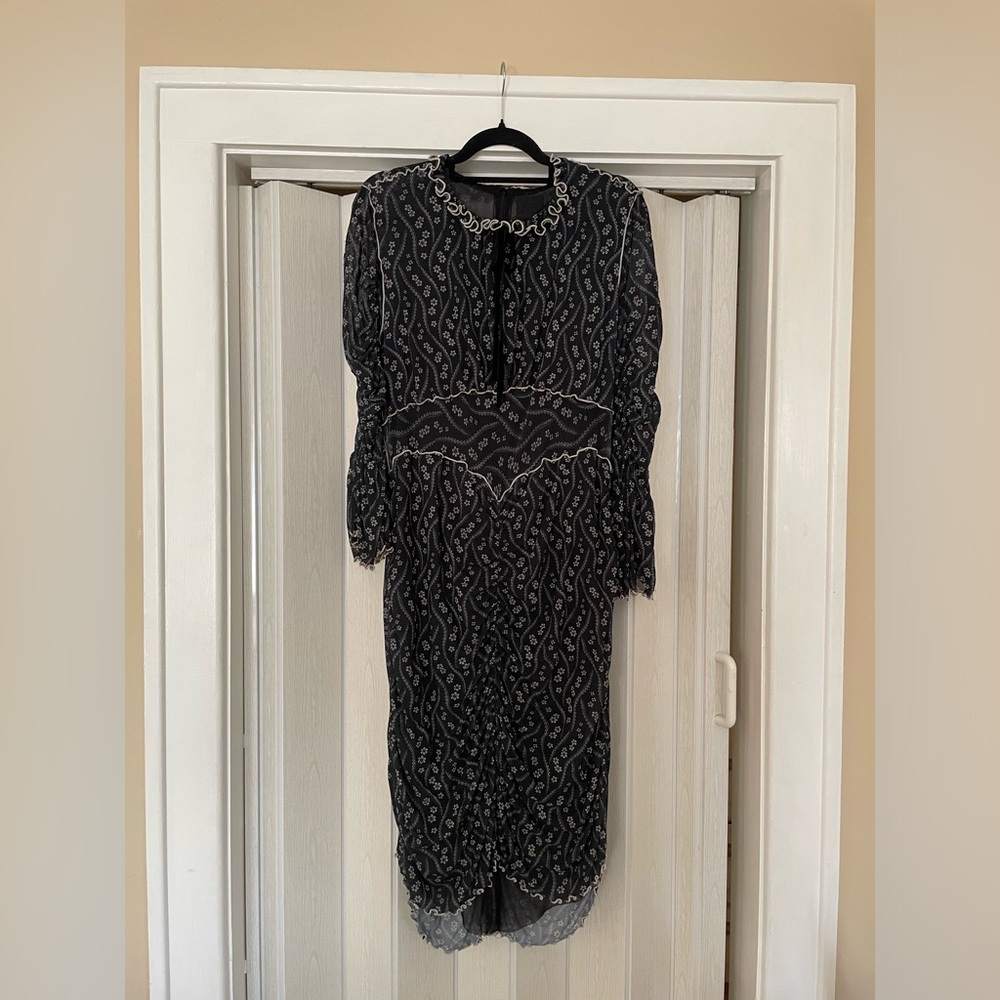 ANNA SUI Posies Mesh Midi Sheath Dress Size Large